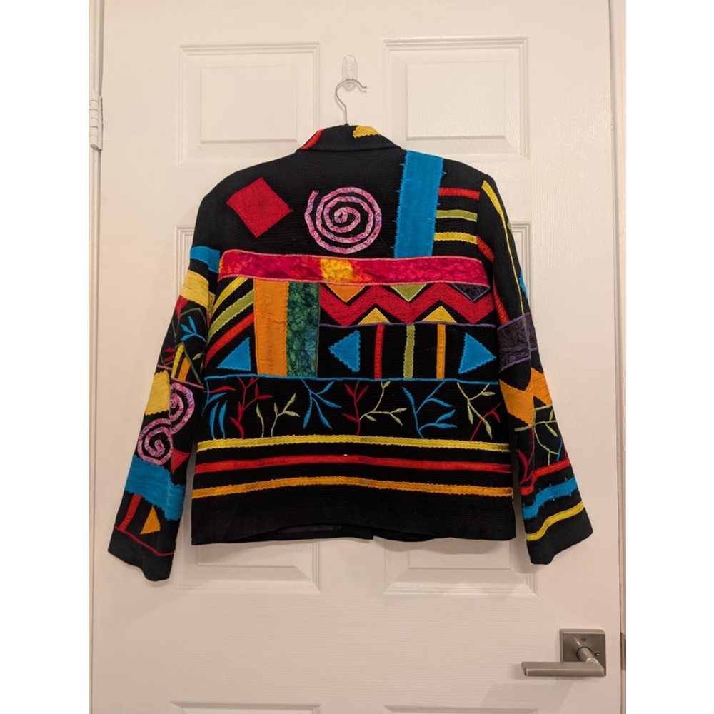 Vintage 90s Art to Wear Patchwork Corduroy Jacket – Geometric Abstract Boho - Picture 7 of 9